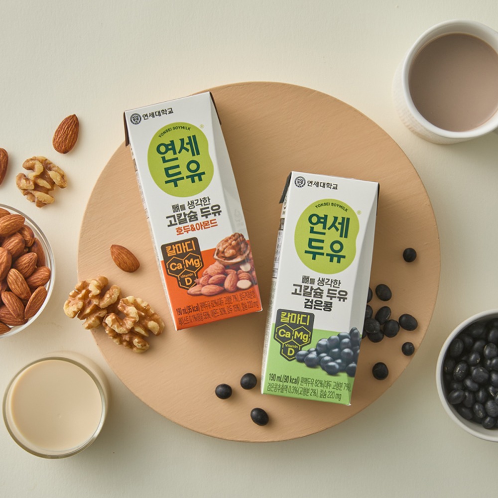 연세두유 뼈를 생각한 고칼슘 두유 칼마디, 190ml, 검은콩 24개 + 호두아몬드 24개, 1세트