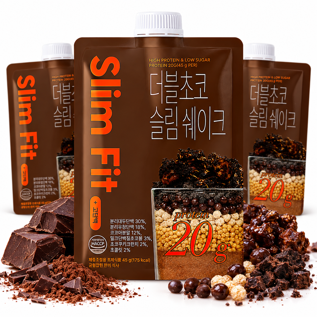익스트림 단백질 20g 슬림쉐이크, 더블초코, 45g, 7포, 4세트 상품 이미지 1