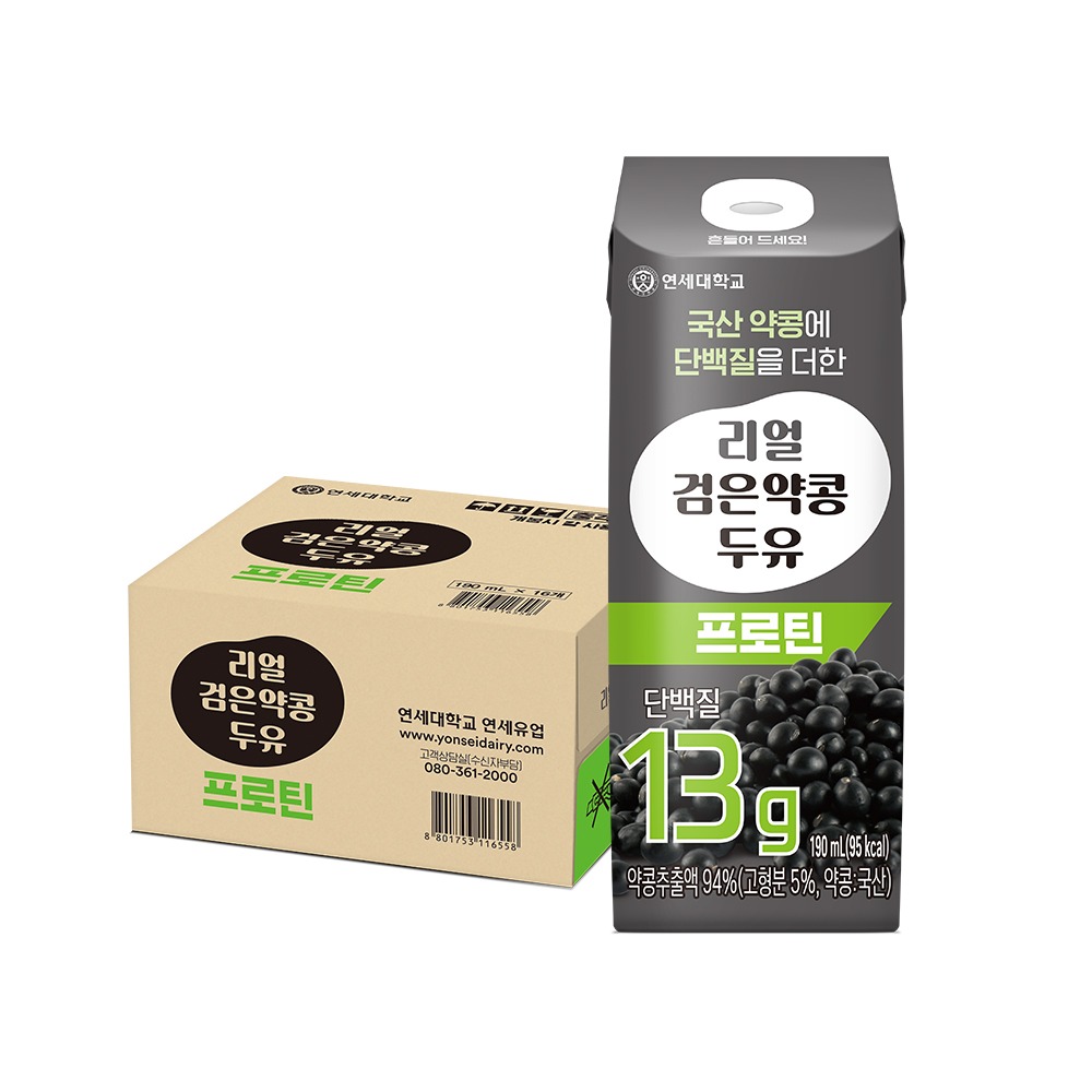 연세두유 리얼 검은약콩 두유 프로틴, 190ml, 16개 상품 이미지 2