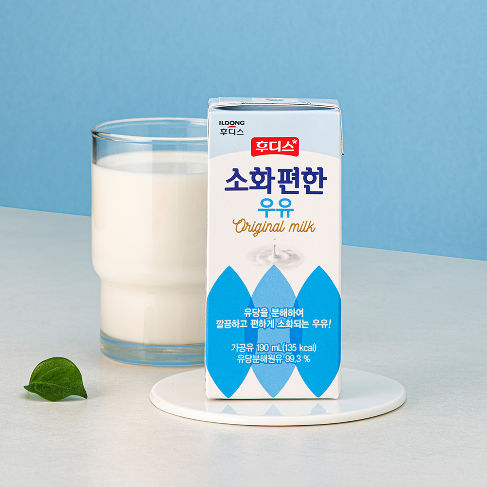 후디스 소화 편한 우유 오리지널, 190ml, 24개