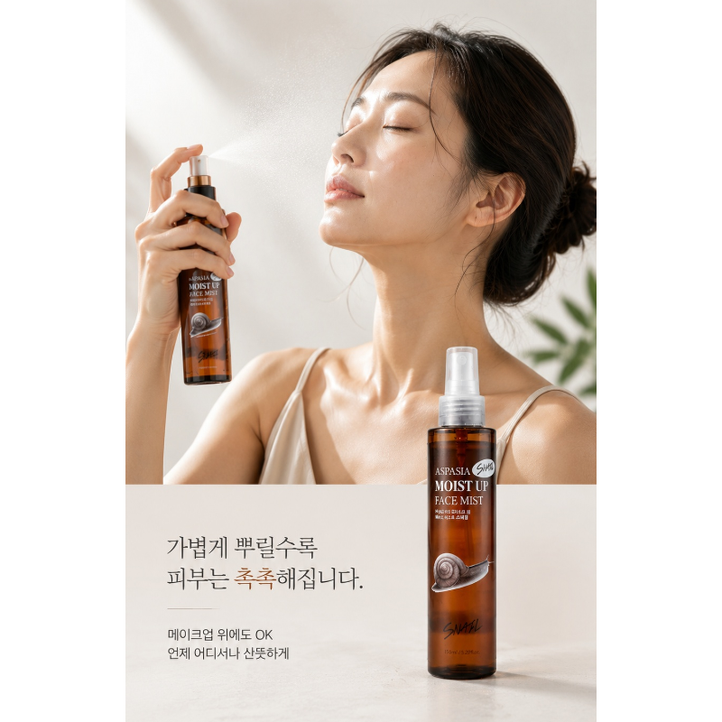 아스파시아 모이스트 업 페이스 미스트, 스네일, 150ml, 2개 상품 이미지 2