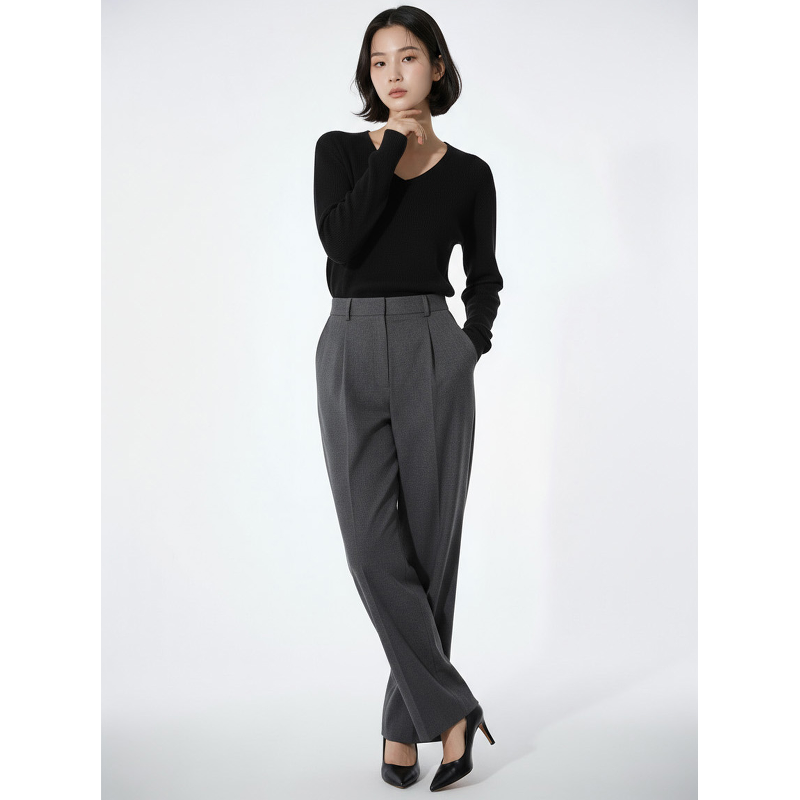 미르바네스 여성 데일리 핀턱 밴딩 슬랙스, 크림베이지, 55 상품 이미지 5