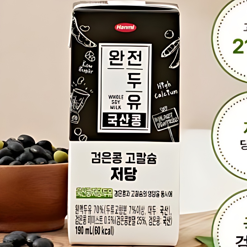 한미 완전두유 국산콩 검은콩 고칼슘 저당, 190ml, 32팩 상품 이미지 6