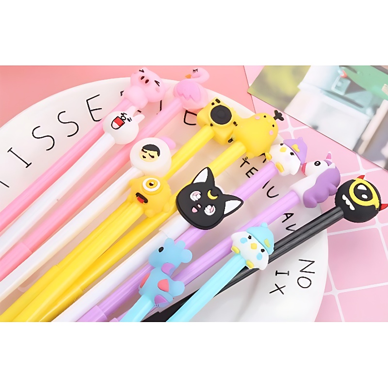 볼펜 20개 세트 부드럽게 잘 써지는 귀요미 캐릭터 젤펜, 핑크세트, 0.5mm, 20개 상품 이미지 4