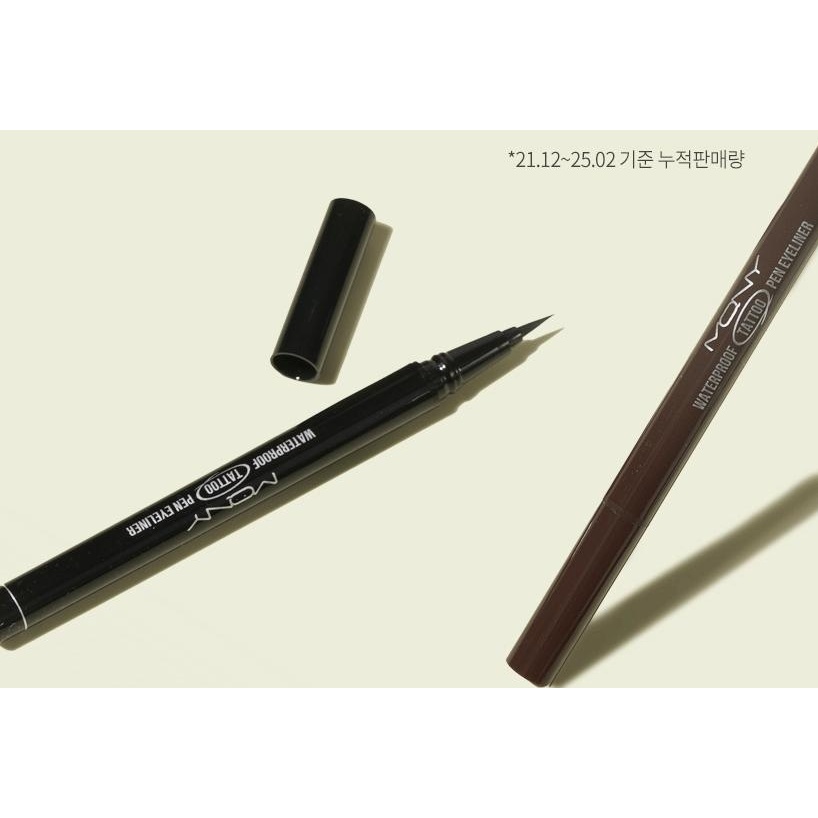 맥퀸뉴욕 워터프루프 타투 펜 아이라이너, 딥브라운, 0.5g, 3개