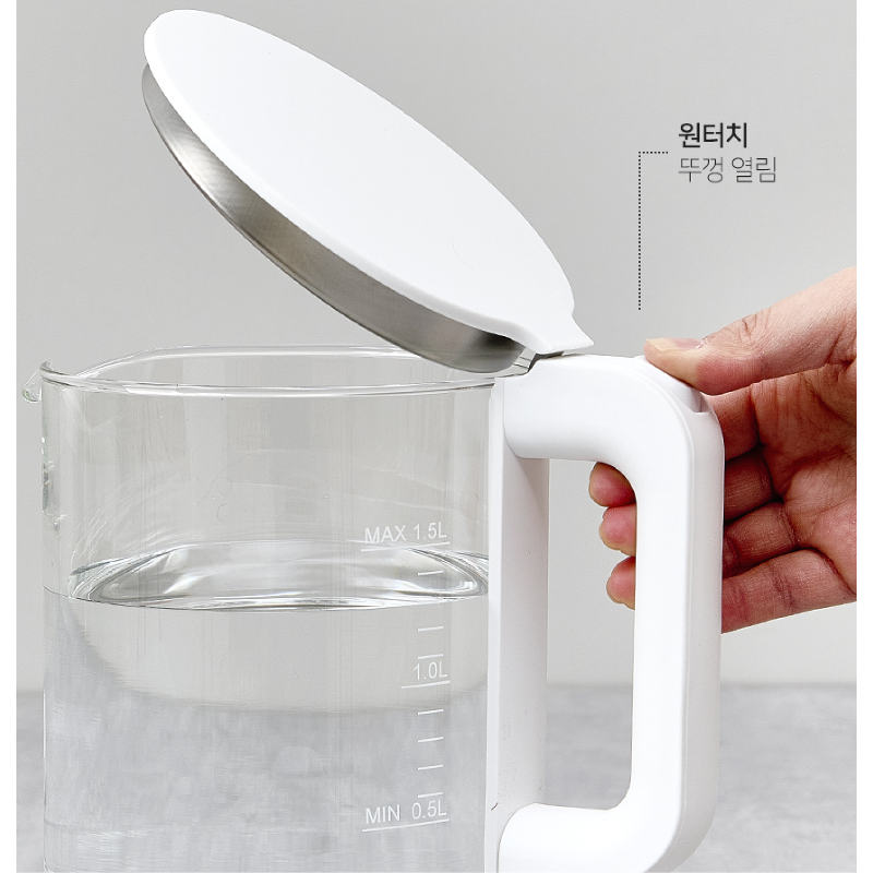 도무스 유리 티포트, DK-HF018, 1.5L, 화이트, 1개 상품 이미지 3