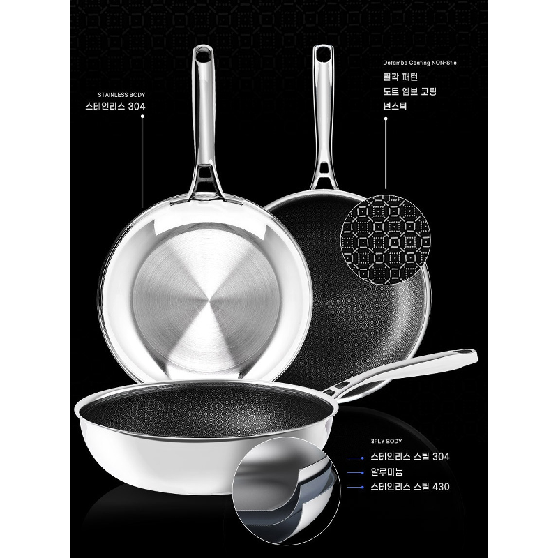 리벤스 스타리안 스텐 통3중 IH 인덕션 후라이팬, 24cm, 1개 상품 이미지 3
