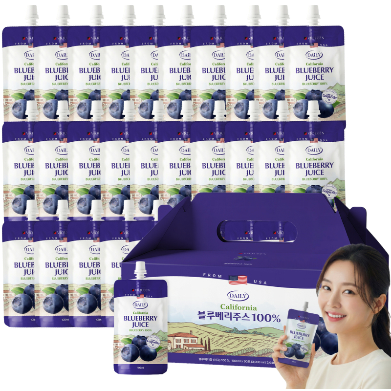 바이퀸 데일리 블루베리주스 100퍼센트, 100ml, 30포, 1박스 상품 이미지 5
