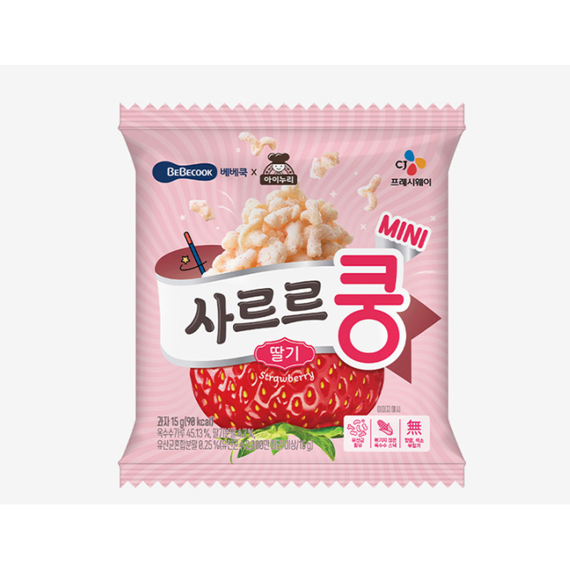베베쿡 사르르쿵 미니, 바나나 15g 3개 + 딸기 15g 3개 + 꼬소미콘칩 구운옥수수맛, 15g, 3개 상품 이미지 6