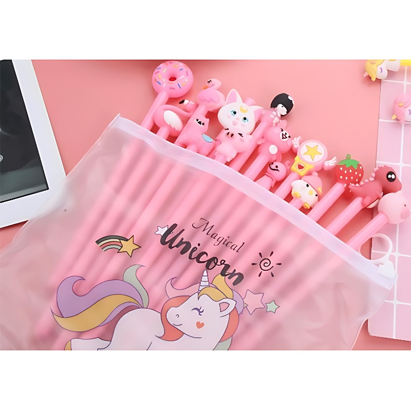 볼펜 20개 세트 부드럽게 잘 써지는 귀요미 캐릭터 젤펜, 핑크세트, 0.5mm, 20개 상품 이미지 7