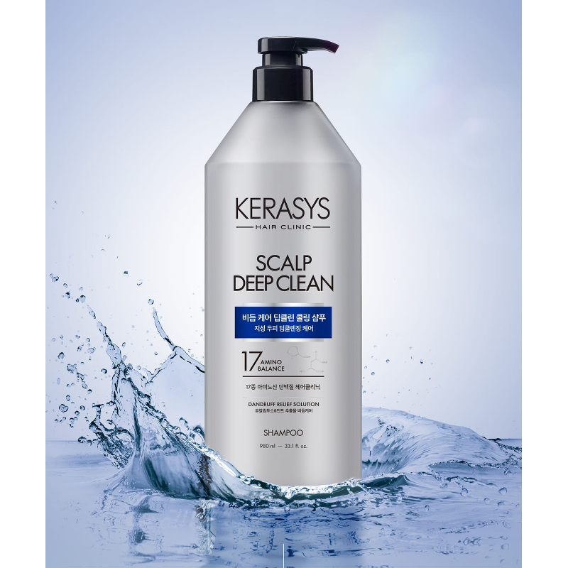 케라시스 두피 비듬케어 딥클린 쿨링 단백질 샴푸, 980ml, 3개 상품 이미지 1