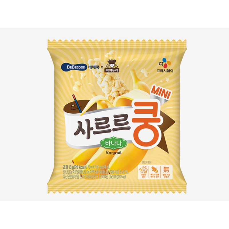 베베쿡 사르르쿵 미니, 바나나 15g 3개 + 딸기 15g 3개 + 꼬소미콘칩 구운옥수수맛, 15g, 3개 상품 이미지 7