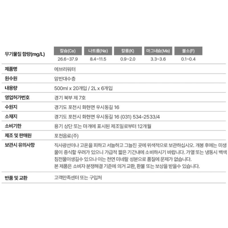 에브리워터 무라벨, 500ml, 80개 상품 이미지 6