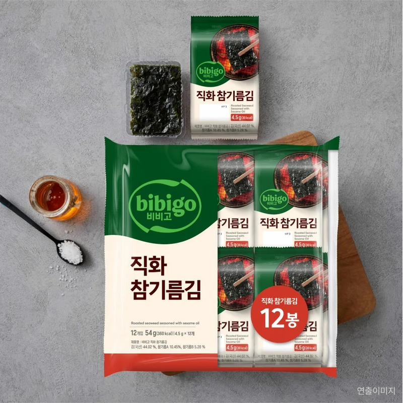 비비고 직화 참기름김, 4.5g, 12개입, 4팩 상품 이미지 1