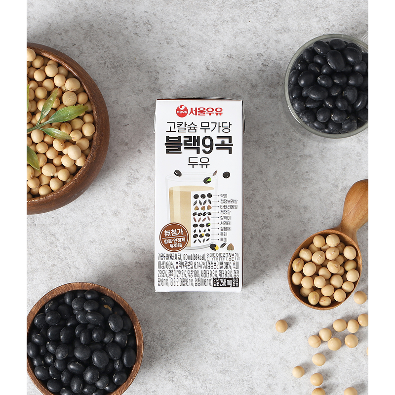 서울우유 고칼슘 무가당 블랙9곡 두유, 190ml, 32개 상품 이미지 3