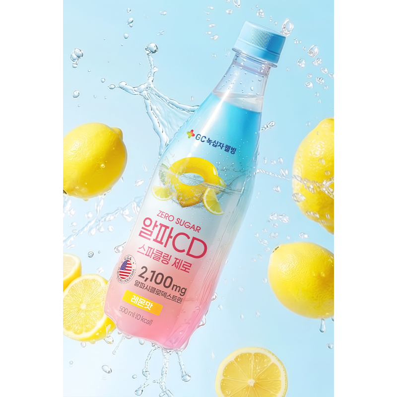 GC녹십자웰빙 알파CD 스파클링 제로, 레몬맛, 500ml, 24개 상품 이미지 2