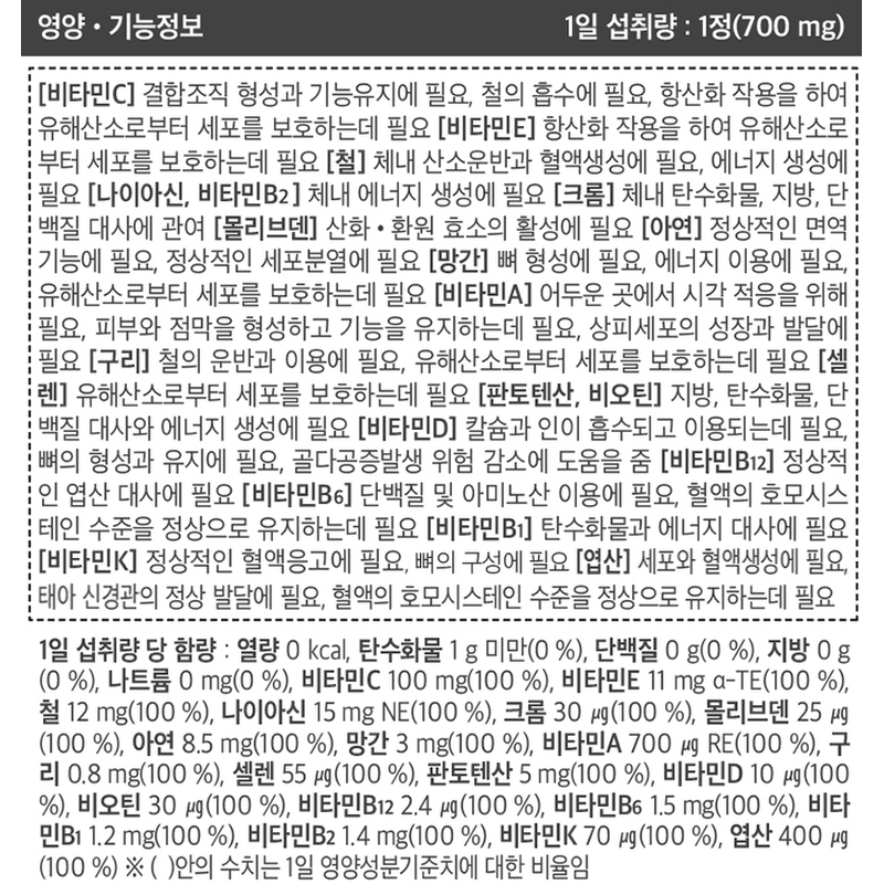로니웰 토탈케어 멀티비타민 20, 90정, 1병 상품 이미지 2