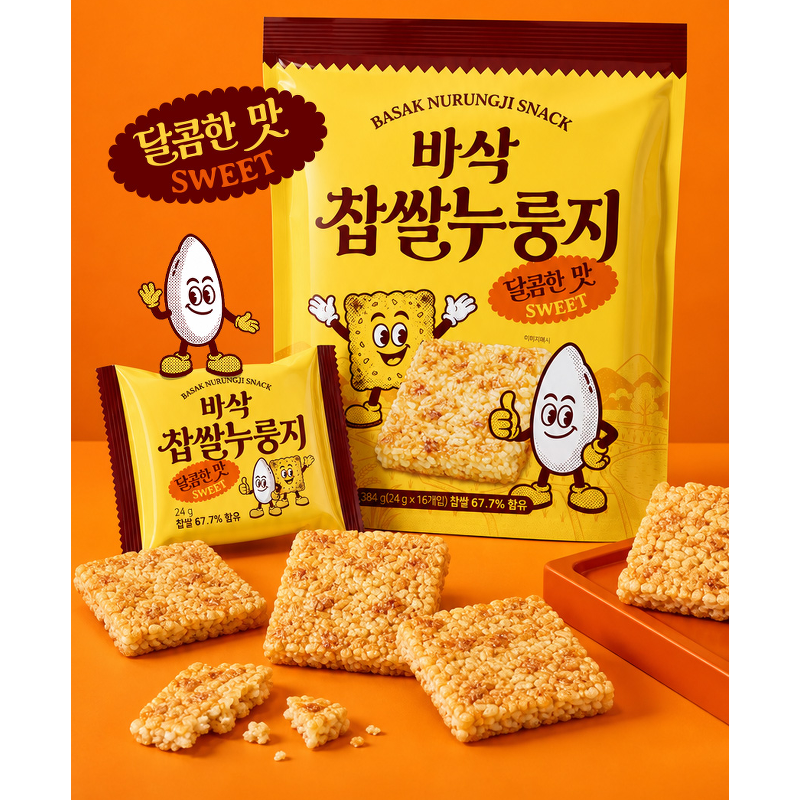 바삭 찹쌀누룽지, 달콤한맛, 384g, 16입, 2봉 상품 이미지 4
