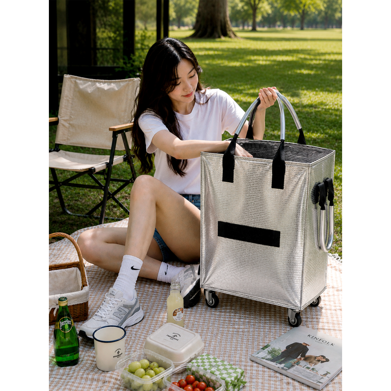 gleam 다용도 접이식 롤링카트, 실버, 60L, 1개 상품 이미지 2