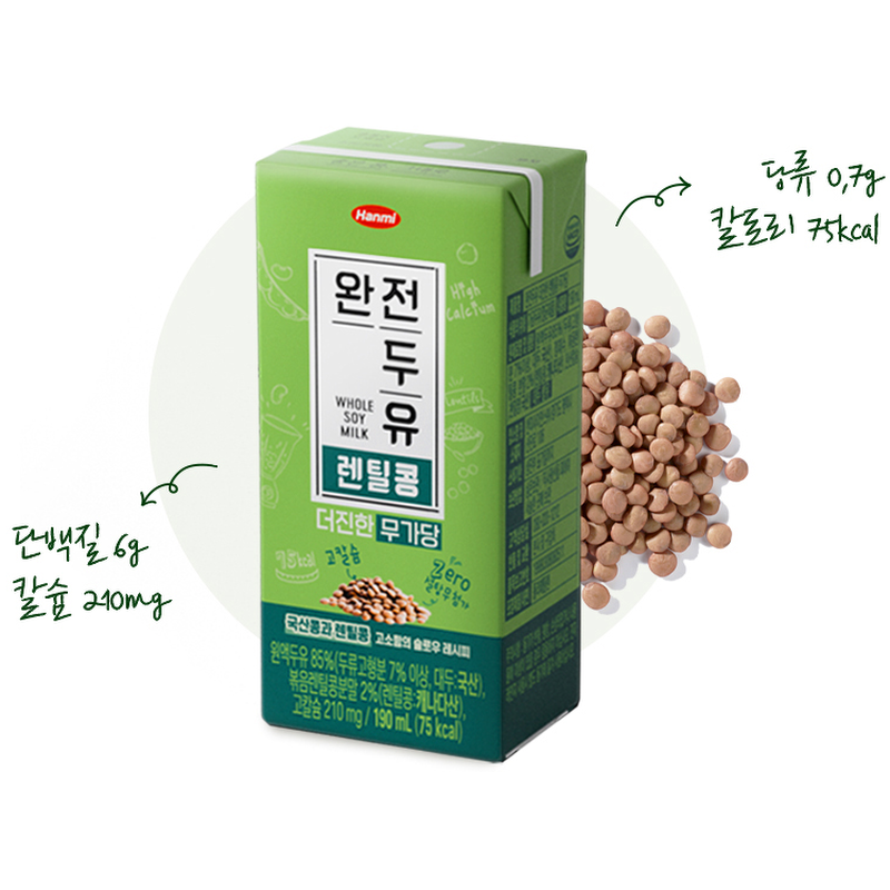 한미 완전두유 더진한 렌틸콩 무가당, 190ml, 24개 상품 이미지 5