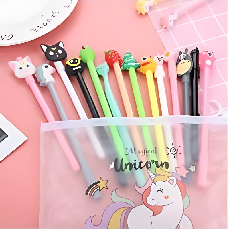 볼펜 20개 세트 부드럽게 잘 써지는 귀요미 캐릭터 젤펜, 핑크세트, 0.5mm, 20개 상품 이미지 5