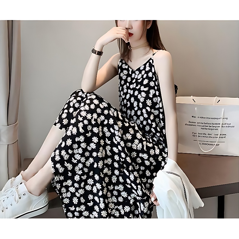 쉬블림로브 여성 데이지 쉬폰 플라워 프린팅 나들이 피크닉 원피스 GW1425, 원컬러, FREE 상품 이미지 4