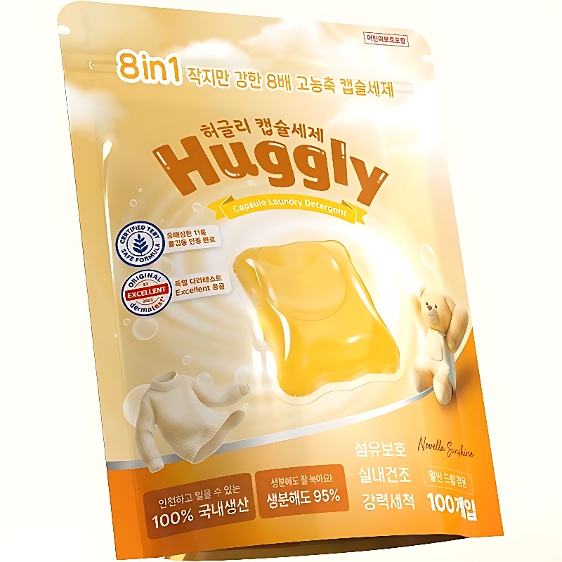 허글리 8in1 초고농축 캡슐 세탁세제, 허글리선샤인, 8g, 100개, 2팩 상세 이미지 4
