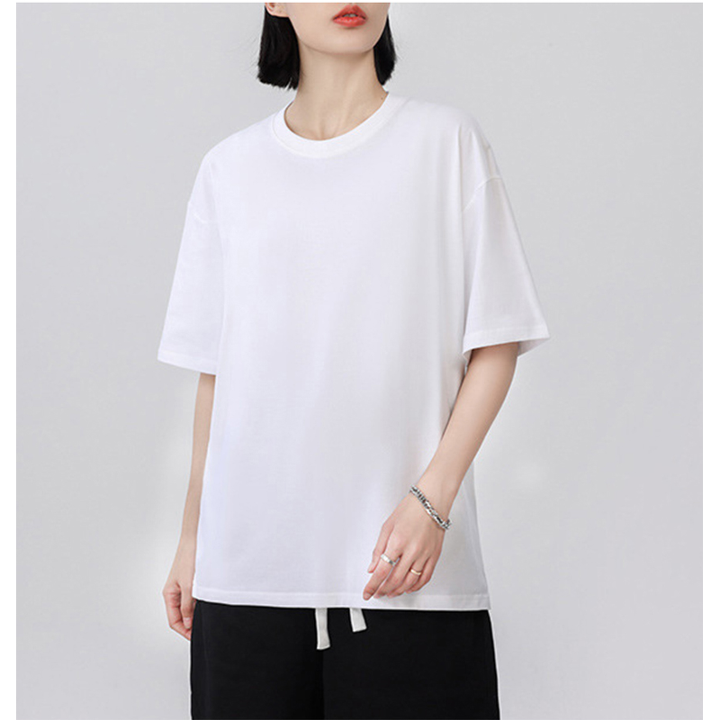 순면 20수 옆트임 레이어드 반팔 티셔츠, 화이트, M, 1개 상품 이미지 1