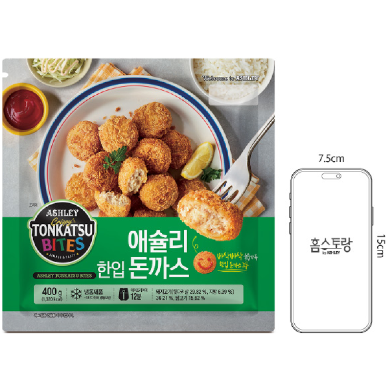 애슐리 고기가득 한입 돈까스, 국내산 돼지고기, 400g, 2개, 1개 상품 이미지 1