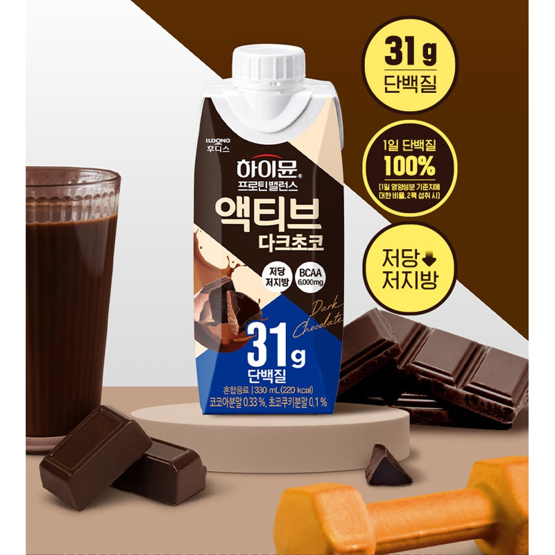 하이뮨 프로틴밸런스 액티브 다크초코, 330ml, 12개 상품 이미지 2