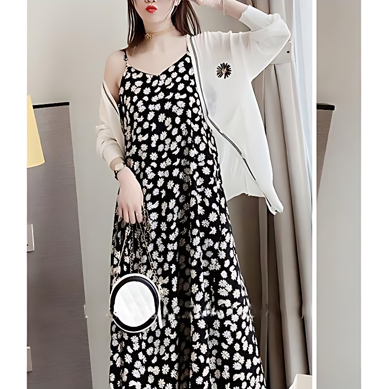 쉬블림로브 여성 데이지 쉬폰 플라워 프린팅 나들이 피크닉 원피스 GW1425, 원컬러, FREE 상품 이미지 8