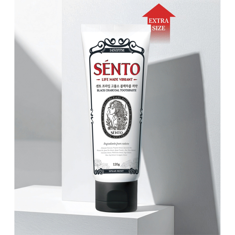 센토 프라임 고불소 블랙차콜 치약, 스피아민트향, 120g, 4개 상품 이미지 5