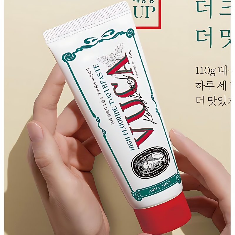 뷰카 클래식 고불소 구취 케어 치약, 아쿠아 민트향, 110g, 4개 상품 이미지 4