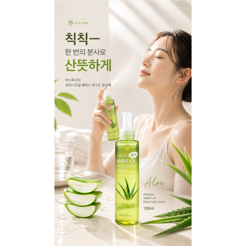 아스파시아 모이스트 업 페이스 미스트 알로에, 150ml, 2개 상품 이미지 4