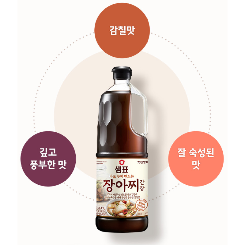 샘표 장아찌 간장, 1.7L, 3병 + 연두링, 랜덤, 1개 상품 이미지 1