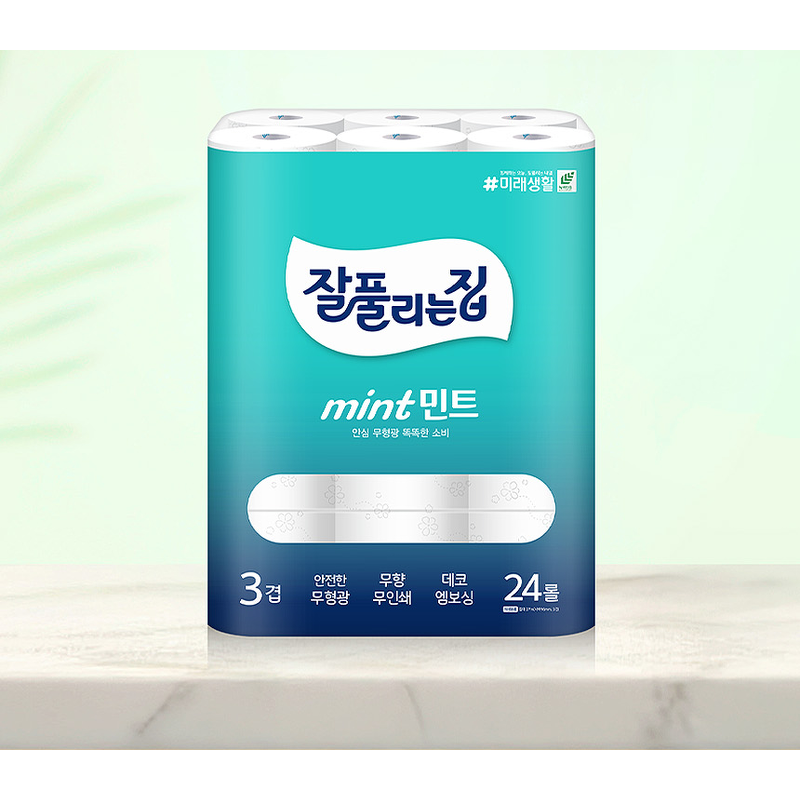 잘풀리는집 민트 3겹 화장지, 24롤, 27m, 3팩 상품 이미지 2