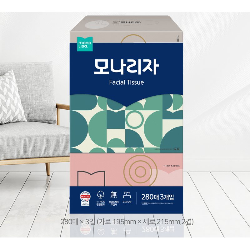 모나리자 각티슈, 280매, 3개입, 4팩 상품 이미지 3