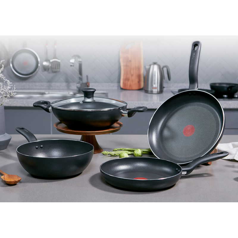 테팔 티타늄 인텐시브 블랙 프라이팬 5종 세트, 프라이팬 24cm + 프라이팬 28cm + 볶음팬 24cm + 양수웍 28cm + 유리뚜껑 28cm, 리퍼, 1세트 상품 이미지 3