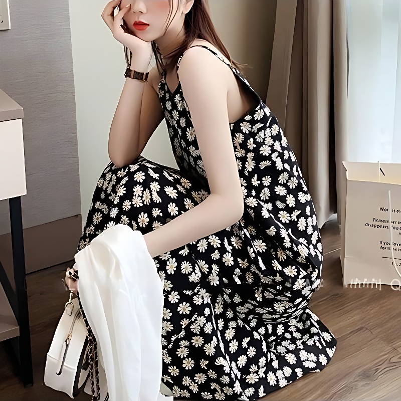 쉬블림로브 여성 데이지 쉬폰 플라워 프린팅 나들이 피크닉 원피스 GW1425, 원컬러, FREE 상품 이미지 3