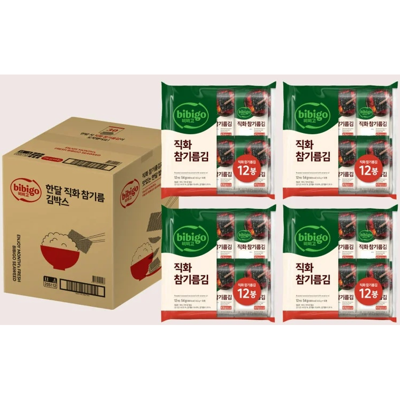 비비고 직화 참기름김, 4.5g, 12개입, 4팩 상품 이미지 4