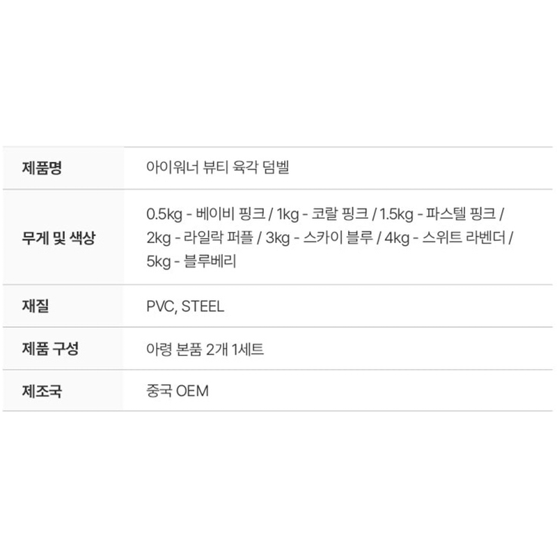 아이워너 뷰티 육각 덤벨, 1.5kg_파스텔 핑크, 2개입, 1세트 상품 이미지 7