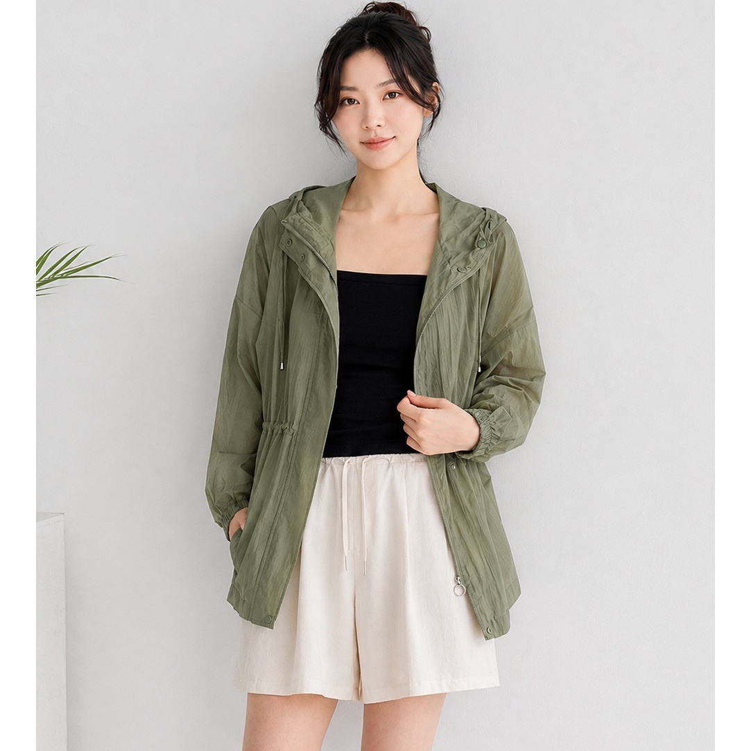 라인 조절 후드 바람막이, 레드, 66, 1개 상세 이미지 3