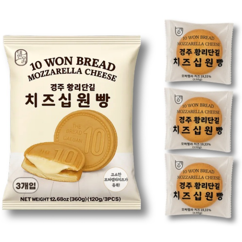 대한우리 경주 황리단길 모짜렐라 크림치즈 십원빵, 120g, 6개 상품 이미지 3