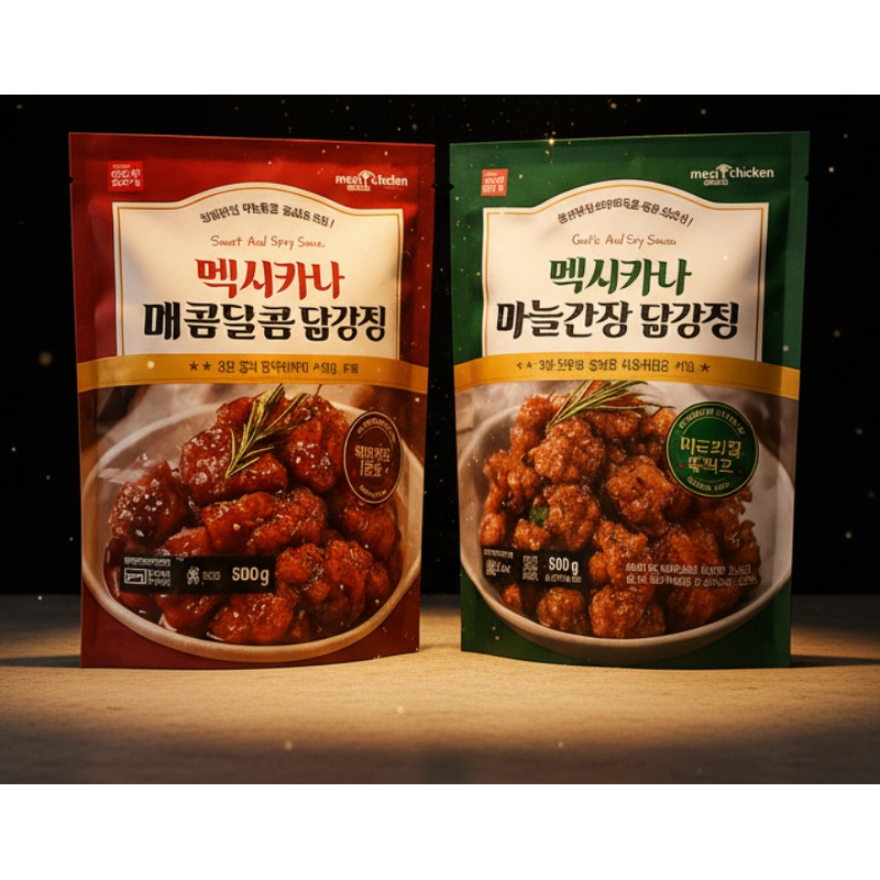 멕시카나 닭강정, 매콤달콤맛, 500g, 1개 + 마늘간장맛, 500g, 1개 상품 이미지 2