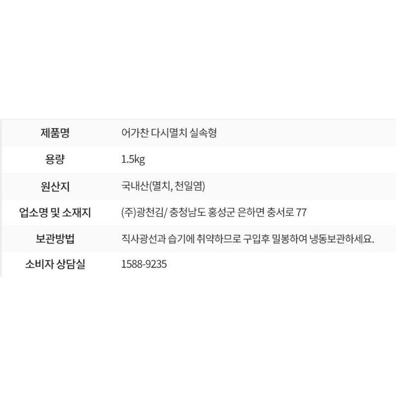 어가찬 다시멸치 실속형, 국물용, 국내산, 1.5kg, 1박스 상품 이미지 4