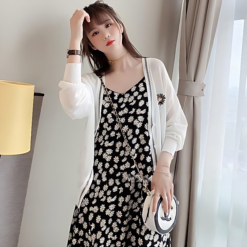 쉬블림로브 여성 데이지 쉬폰 플라워 프린팅 나들이 피크닉 원피스 GW1425, 원컬러, FREE 상품 이미지 2